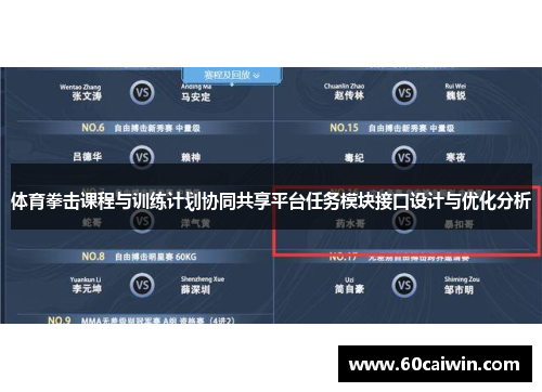 体育拳击课程与训练计划协同共享平台任务模块接口设计与优化分析