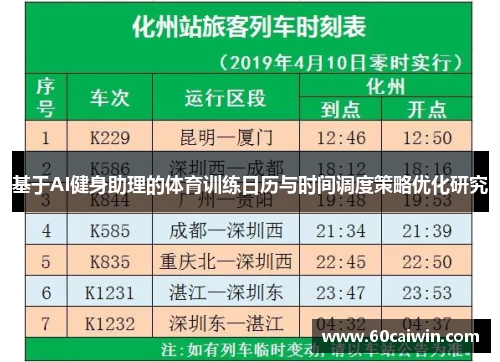 基于AI健身助理的体育训练日历与时间调度策略优化研究